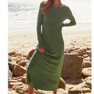 Free People Beach NWT Aubre Mermaid Green Open Low Back Essential Maxi Dress